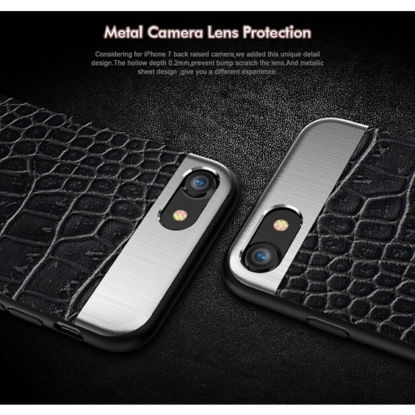 iPhone 8 PLUS - Robust Stilrent Skal från Croco-Serien Vit Vit