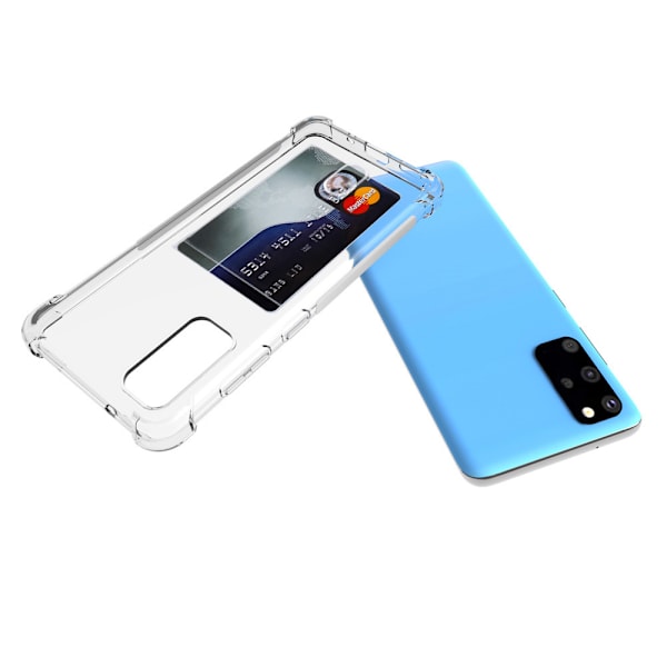 Samsung Galaxy S20 Plus Skal med Korthållare & Mjukt Skärmskydd Transparent