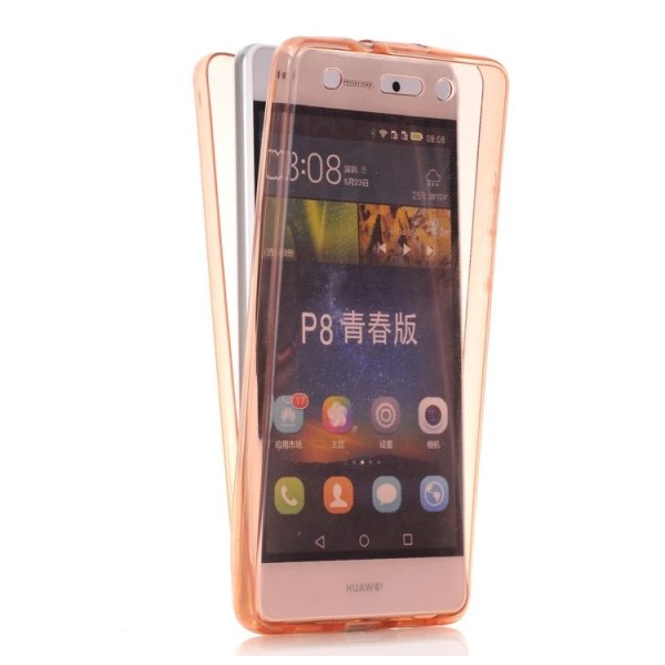Huawei P10 Lite - Dubbelsidigt Silikonfodral med TOUCHFUNKTION Rosa