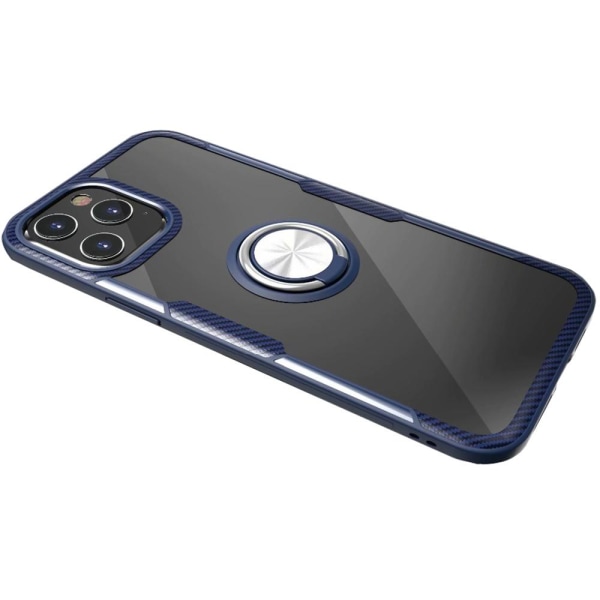 iPhone 12 Pro Max - Effektfullt Skal med Ringhållare (LEMAN) Marinblå/Silver