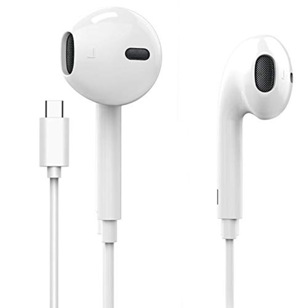 In-Ear TYPE-C Hodetelefoner Volumkontroll Innebygd Mikrofon Vit