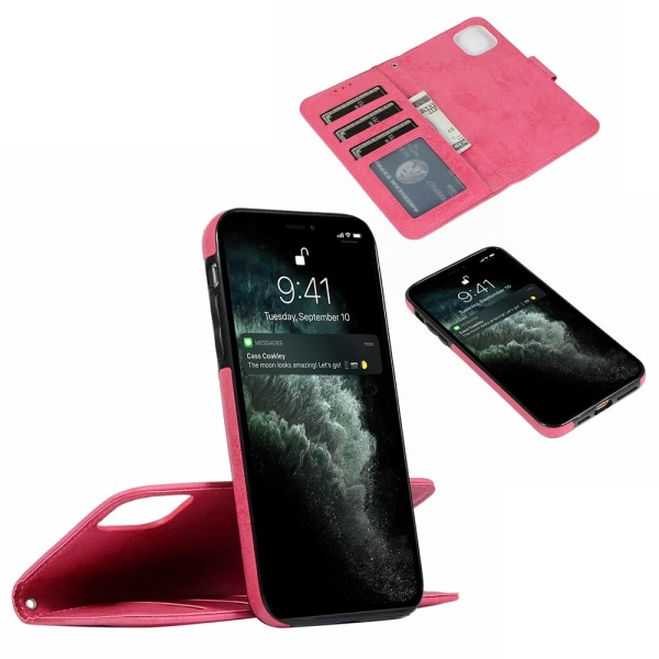 iPhone 12 Pro - gennemtænkt pung-etui (dobbeltfunktion) Rosa