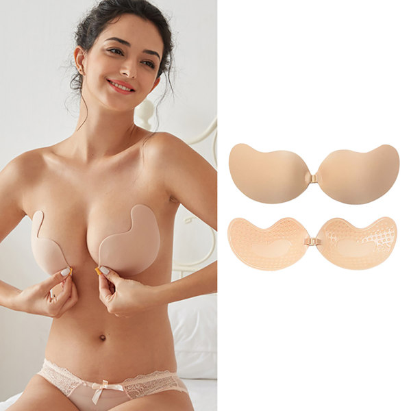 Smidiga Bekväma Självhäftande Push-Up BH Beige B