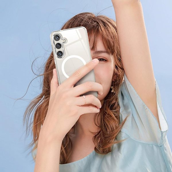 Magnetiskt trådlöst laddningsskal med stötskydd i PC-material för Galaxy S22 plus Transparent