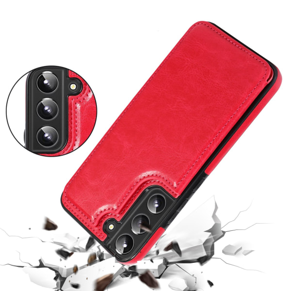 Samsung Galaxy S22 Plus - Elegant praktisk cover med kortholder Röd