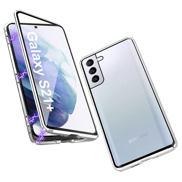 Samsung Galaxy S21 Plus - Smart Dubbelt Magnetiskt Skal Silver