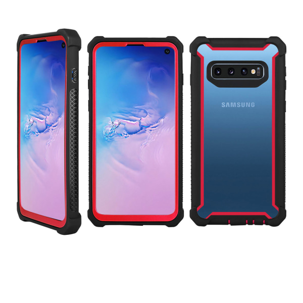 Samsung Galaxy S10e - Profesjonell EXXO Beskyttelsesveske Hjørnebeskyttelse Svart + Röd