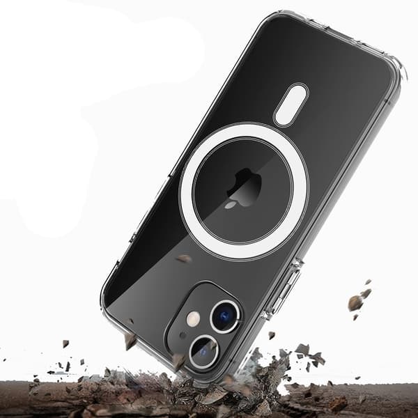 iPhone 12 Mini - Beskyttende Magnetisk Silikonetui Genomskinlig