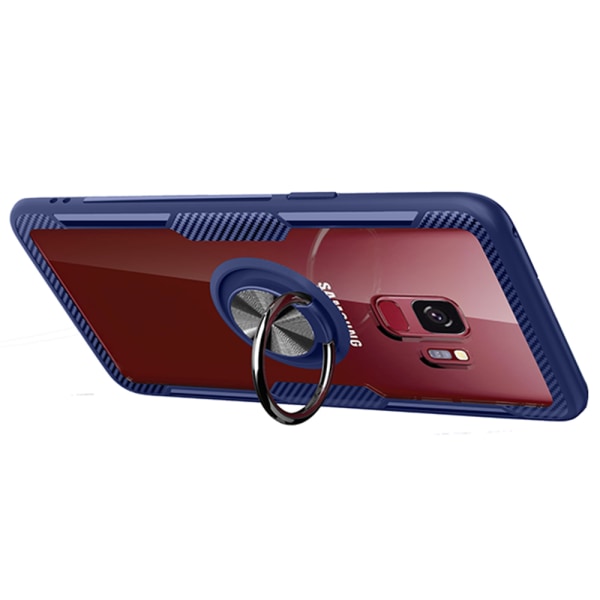 Hybrid etui med ringholder (LEMAN) - Samsung Galaxy S9+ Röd/Silver