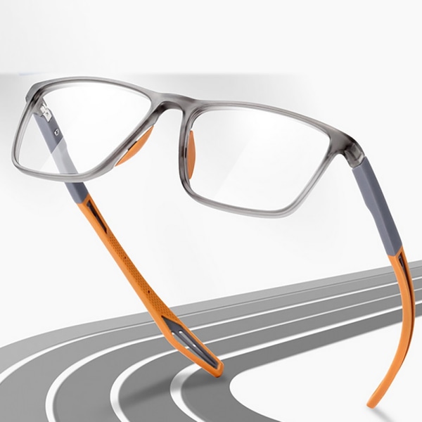 Unisex sportglasögon för närsynthet: Ultralätta silikon- och TR-glasögon, blåljusfilter, halkfria. Svart/Grå +1.0