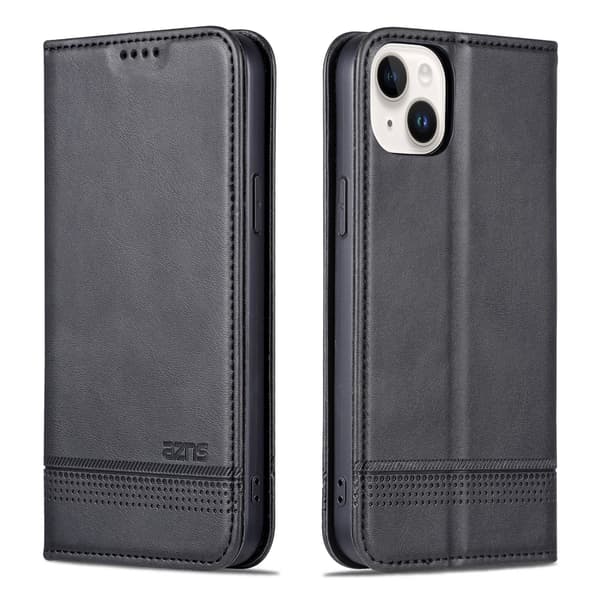 Yazunshi iPhone 15 Stilrent Plånboksfodral 3-kortfack i Läder Blå
