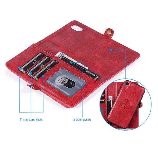 iPhone XR - Stilig lommebokdeksel med to funksjoner Röd
