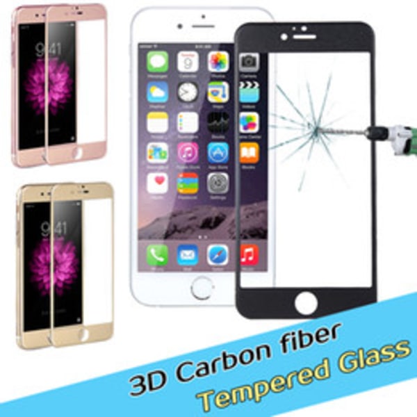 iPhone 6/6S 3-PACK Carbon Fiber Skærmbeskytter - HuTech Fullfit 3D Guld