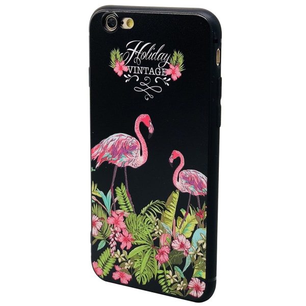 Black Flamingo - Retro silikonikotelo iPhone 6/6S Plus -puhelimelle