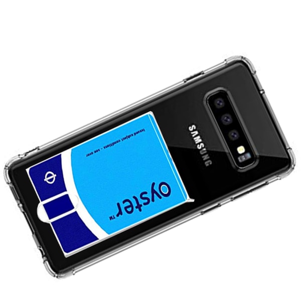 Stötdämpande Skal med Kortfack - Samsung Galaxy S10 Transparent/Genomskinlig