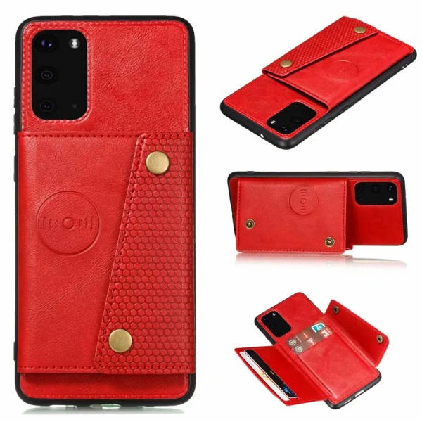 Samsung Galaxy S20 - Praktisk cover med kortholder Röd