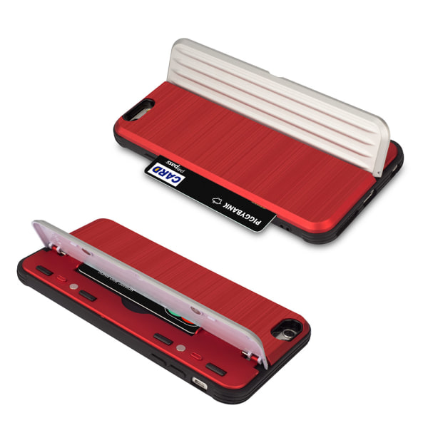 Klassiskt Skal med korthållare från LEMAN - iPhone 6/6S Röd
