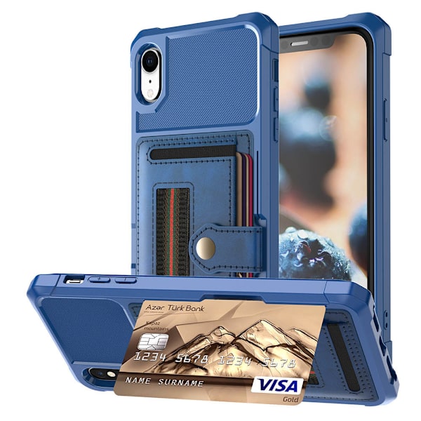 Elegant Skal med Kortfack - iPhone XR Blå