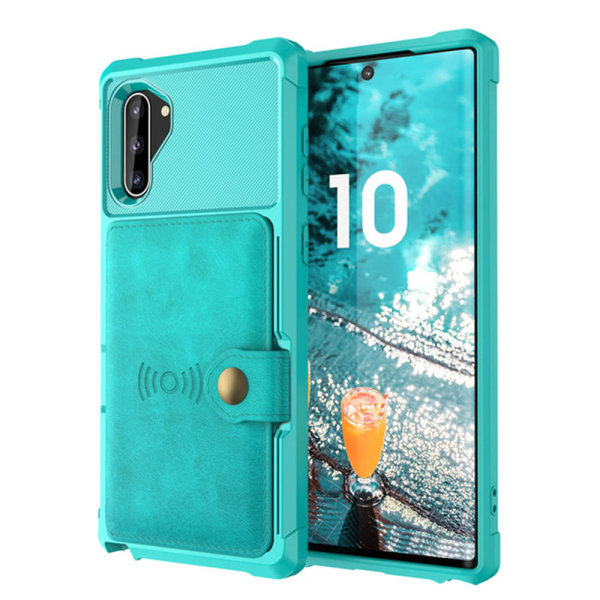 Professionellt Skyddsskal med Kortfack - Samsung Galaxy Note10 Grön