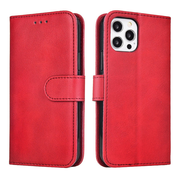 Elegant Plånboksfodral i PU-Läder för iPhone 15 Plus Red