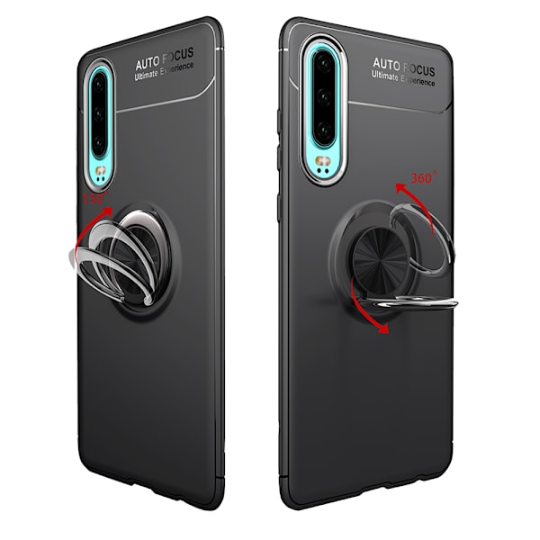 Smidigt Skal med Ringhållare - Huawei P30 Svart/Blå