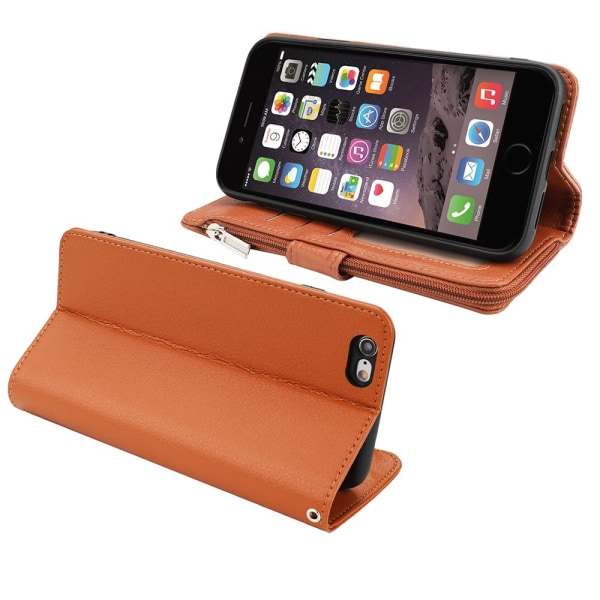 iPhone 7 - Tehokas Smart Wallet -kotelo Brun