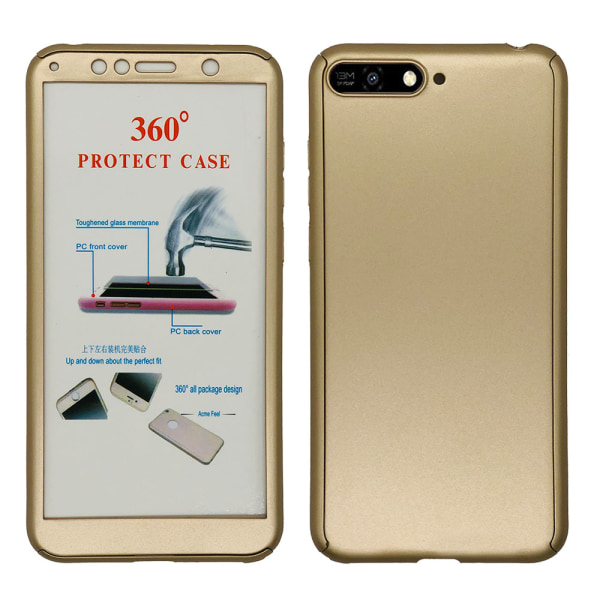 Huawei Y6 2018 - Käytännöllinen suojakuori, kaksipuolinen Guld