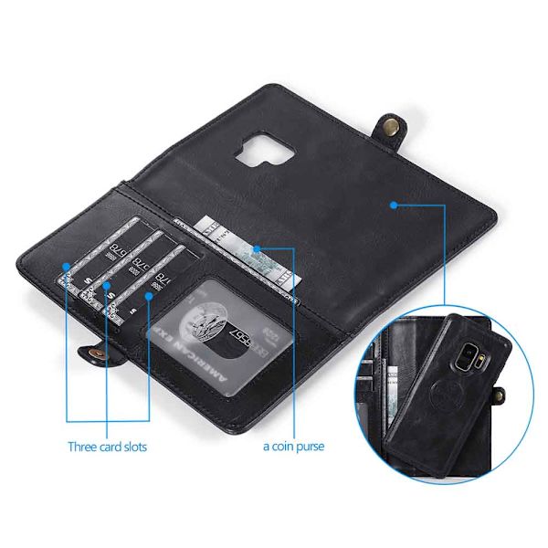 Samsung Galaxy S9 - Kraftig Smart Wallet Case Mörkblå