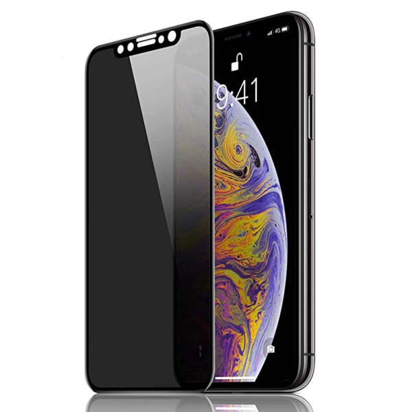 iPhone X/XS FullCover Anti-Spy Skärmskydd 9H Svart