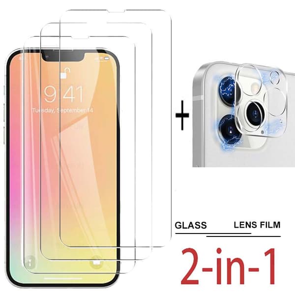 2-PACK 3-in-1 iPhone 13 Pro Fram- & Baksida + Kameralinsskydd Transparent