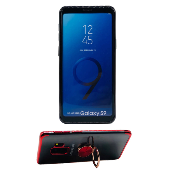 Samsung Galaxy S9 - Praktiskt Silikonskal Ringh�llare FLOVEME Röd