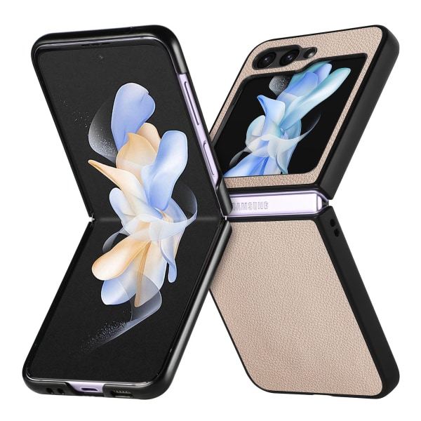 Galaxy Z Flip 5 - Elegant Litchi-mønsterdeksel Khaki