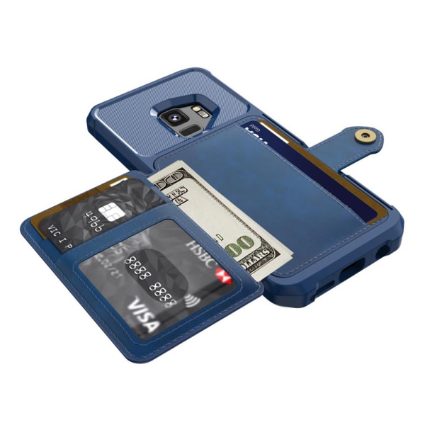 Samsung Galaxy S9 - Praktiskt Skyddsskal med Kortfack Blå