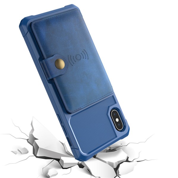 iPhone XS Max - Skyddande Skal med Kortfack Brun Brun