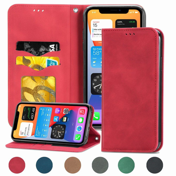 iPhone 12 - Stilrent Effektfullt Plånboksfodral (FLOVEME) Röd