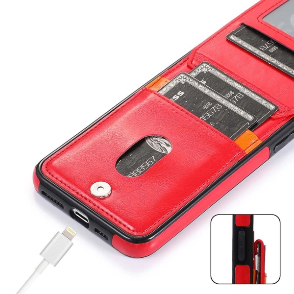 iPhone 12 Mini - Huomaavainen LEMAN-suojus korttitelineellä Röd