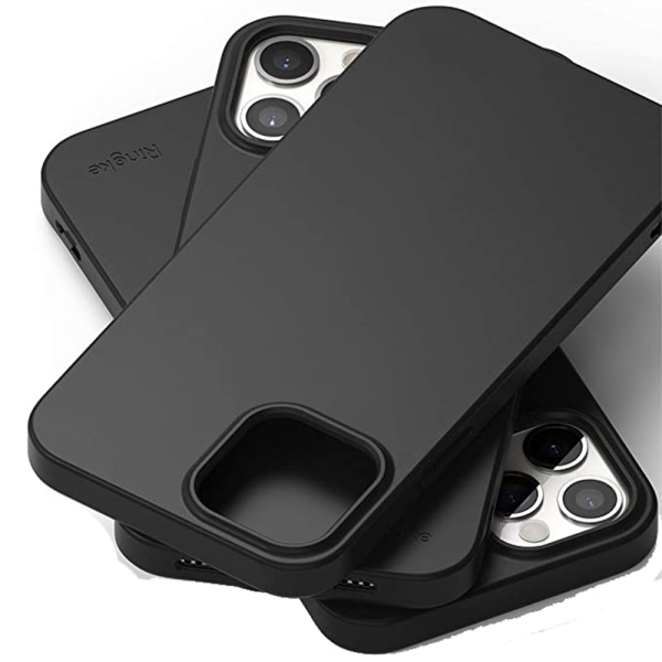 iPhone 12 Pro - Skyddande Silikonskal i Frostad Design Svart