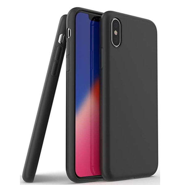 iPhone XS Max - 1 Set Mattbehandlat Skyddsskal med Skärmskydd Svart