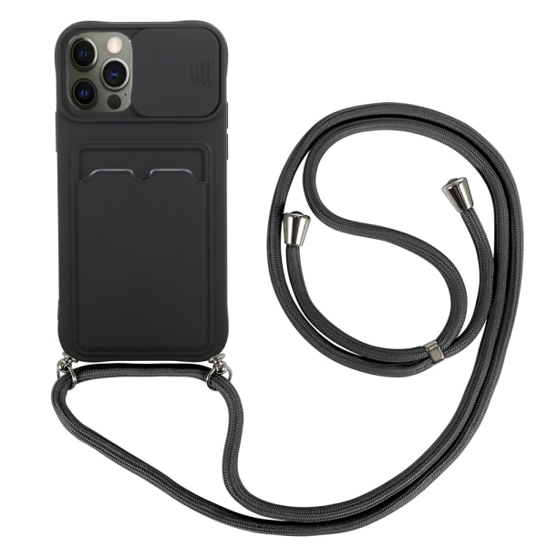 iPhone 12 Pro Max - Glat beskyttelsescover med kortholder Mörkgrön