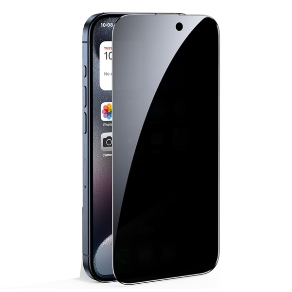 2-pack iPhone 15 Pro Max Skärmskydd Anti-Spy HD 0,3mm Svart