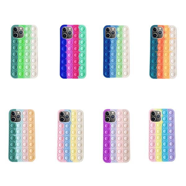 iPhone 12 Pro - Effektfullt Fidget Pop-It Silikonskal Grön-Rosa-Gul