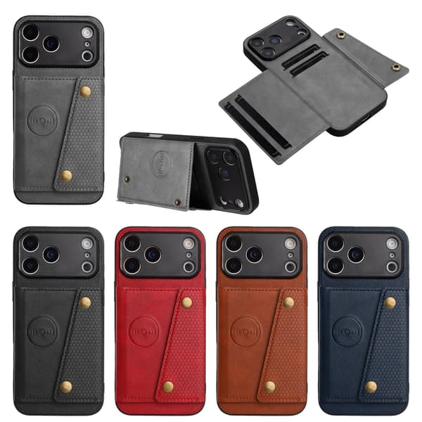 iPhone 17 Pro Max Magnetiskt Kortfacksskal med Ställfunktion Röd