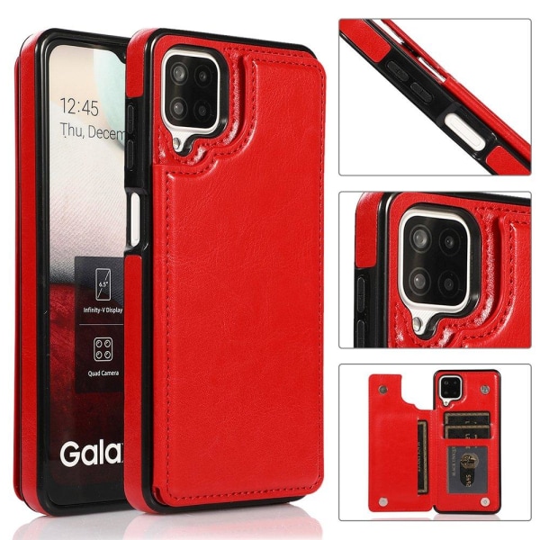 Samsung Galaxy A12 - Elegant praktisk cover med kortholder Röd