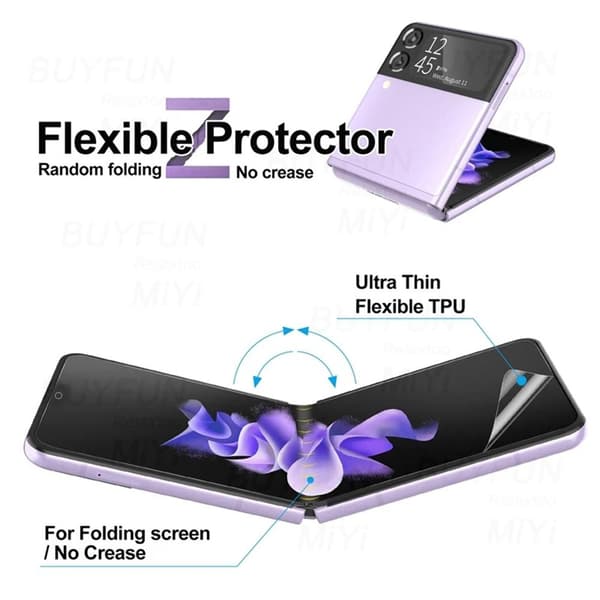 2-PACK Samsung Galaxy Z Flip 3 3-in-1 Hydrogel-näytönsuoja Transparent