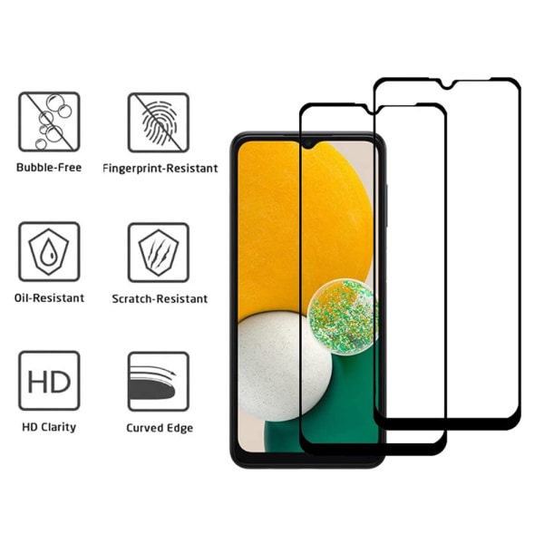 Heltäckande Härdat Glas 2.5D Skärmskydd Galaxy A04s (2-pack) Transparent