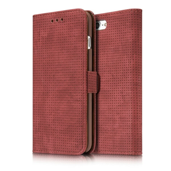 iPhone 7 Plus - Klassisk etui i retrolook (PU-læder) Röd