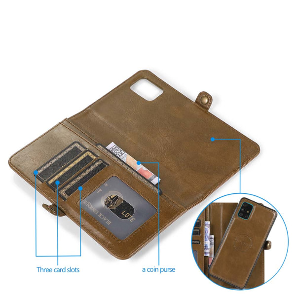 Elegant Robust Wallet Cover - Samsung Galaxy A51 Brun