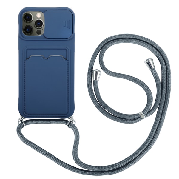 iPhone 12 Pro Max - Glat beskyttelsescover med kortholder Mörkblå