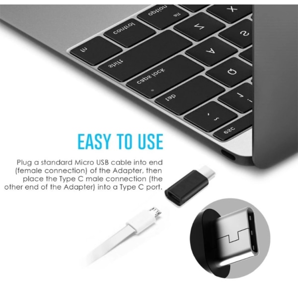 Nya USB 3.1 Typ-C hane till Micro USB hona Adapter Converter Svart