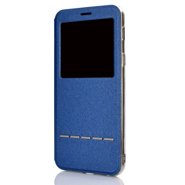 Tyylikäs Smart Case Answer-toiminto Ikkuna Samsung Galaxy A6 Plus Röd